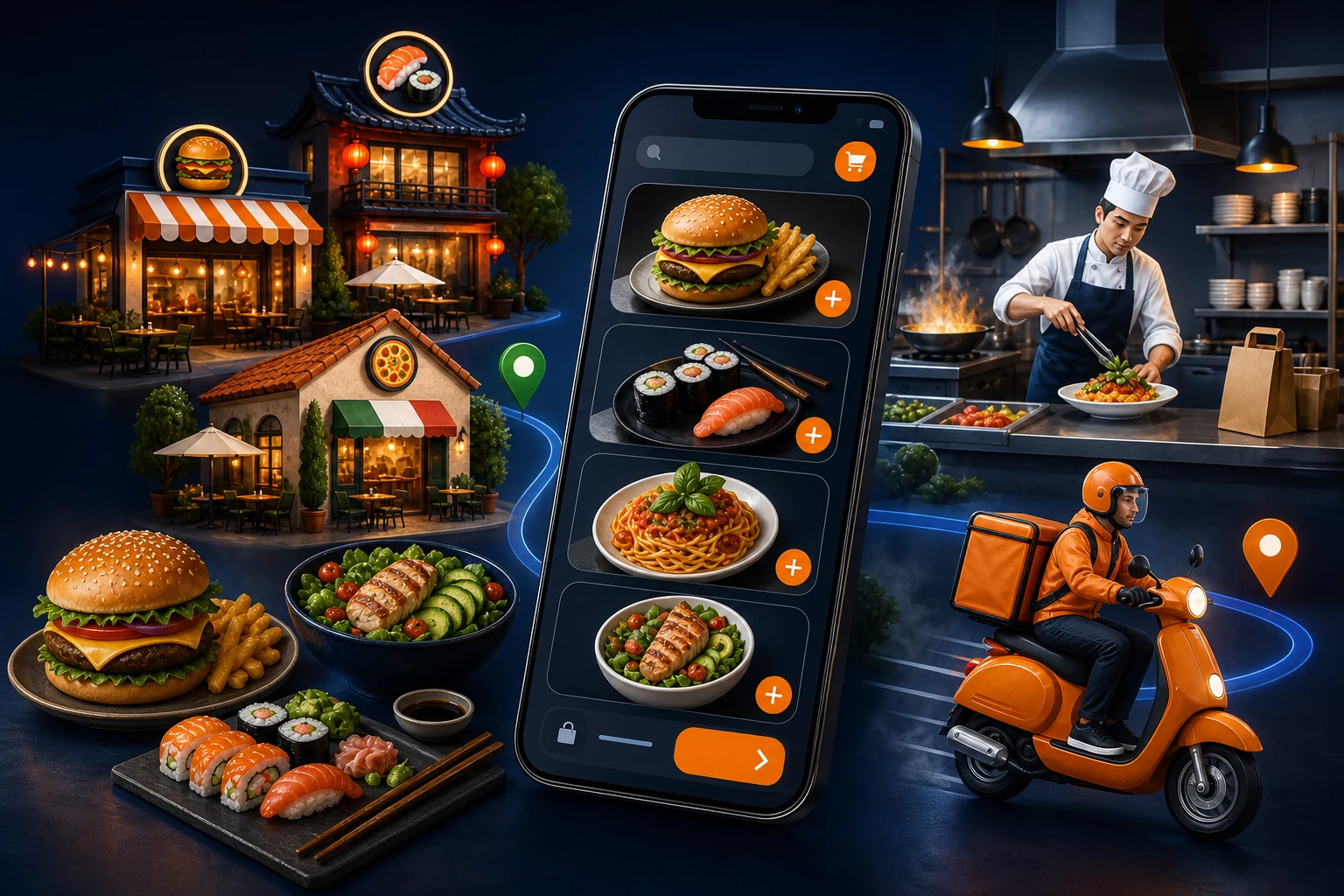 CodiVaroMultiFood restaurant ordering, kitchen, and delivery ecosystem
