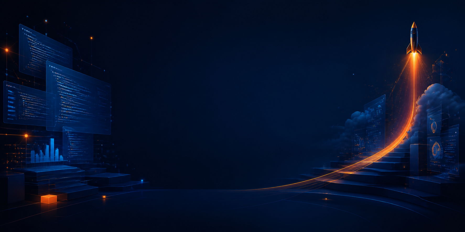 Abstract software strategy and product launch illustration